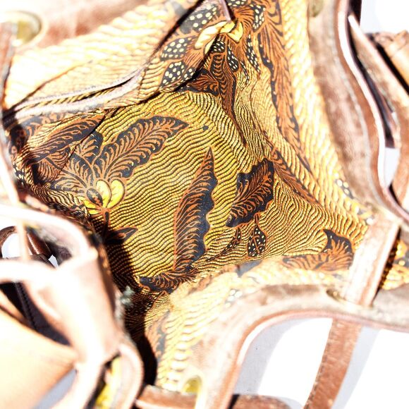 Vintage Boho Brown Tan Rattan Leather Drawstring Crossbody Backpack Bucket Bag main image 7